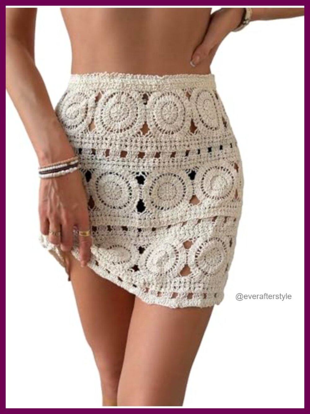 Hollow Out Crochet Knit Cover Up Skirt Mini High Waist Beach Swim Coverup